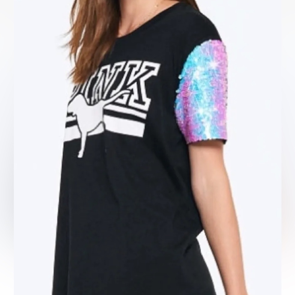 NWT PINK VICTORIA’S SECRET MERMAID SEQUINS T-SHIRT Size XL